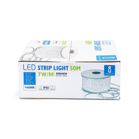 SMD LED STRIP 230V 7W/M. 500LM/M. 6500K 50-METER ROL