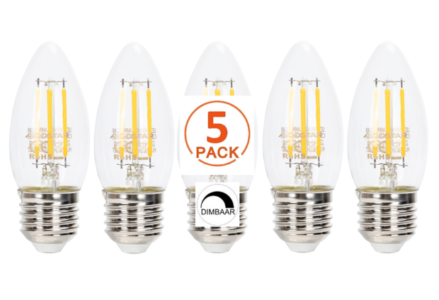 LED CANDLE DIM 230V E27 4W=38W 400LM 2700K 5-PACK