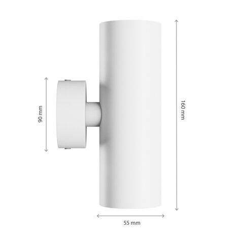 DOWN- UPLIGHTER VARIOSA TUBO WIT/ZWART IP20 230V GU10 