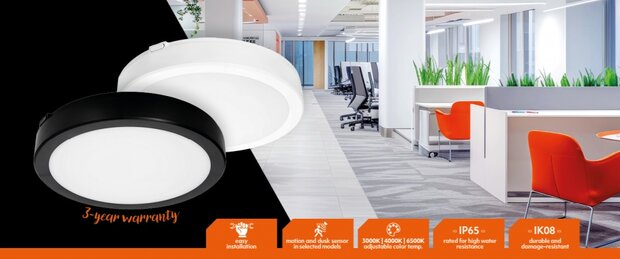 LED PLAFONDLAMP NAIROS SENSOR/REMOTE WHITE IP65 24W 2520LM CCT