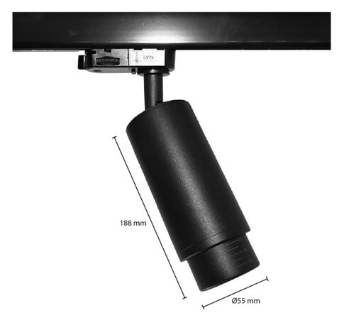 3-FASE RAILSPOT ZOOMABLE 10° TOT 50° ZWART OF WIT 230V GU10 