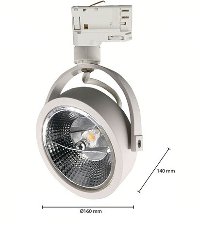 3-FASE RAILSPOT ES111 ALUMINIUM ZWART OF WIT 230V GU10 