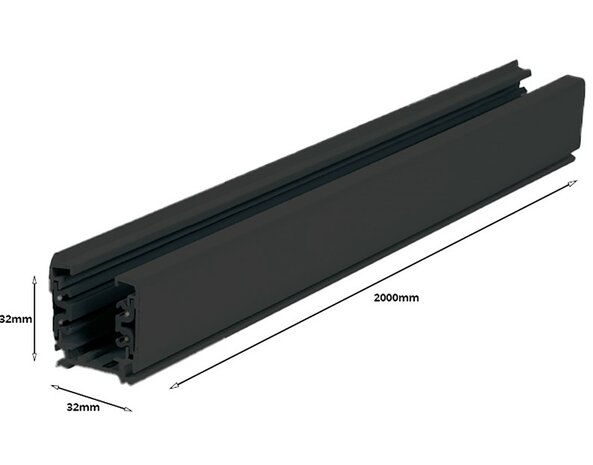 3-FASE RAILS TRACKS ZWART 1-METER - 2-METER OF 3-METER