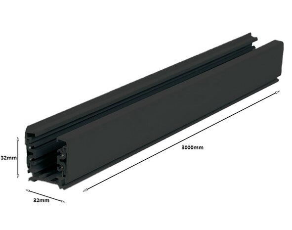 3-FASE RAILS TRACKS ZWART 1-METER - 2-METER OF 3-METER