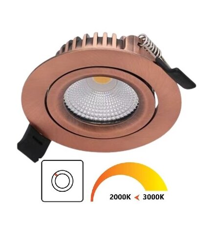 ULTRA SLIM LED INBOUWSPOT DIM TO WARM IP44 230V 5W 420LM KOPER