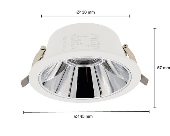 LED DOWNLIGHT KERBER Ø130MM CCT-SWITCH 230V 16W 1291LM WIT