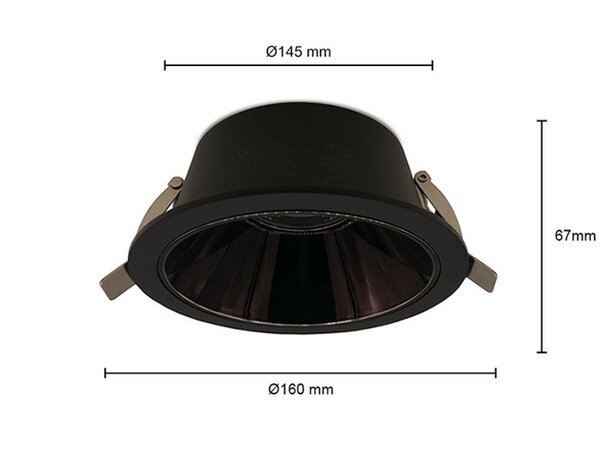 LED DOWNLIGHT KERBER Ø145MM CCT-SWITCH 230V 16W 1291LM ZWART