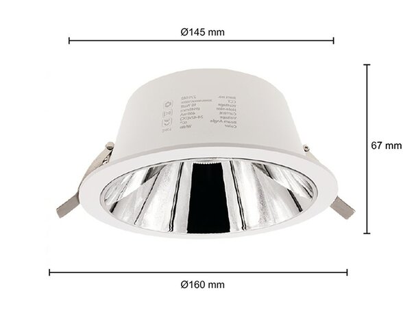 LED DOWNLIGHT KERBER Ø145MM CCT-SWITCH 230V 16W 1291LM WIT