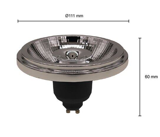 ES111 LED SPOT 24° REFLECTOR DIMBAAR 230V GU10 12W ZWART