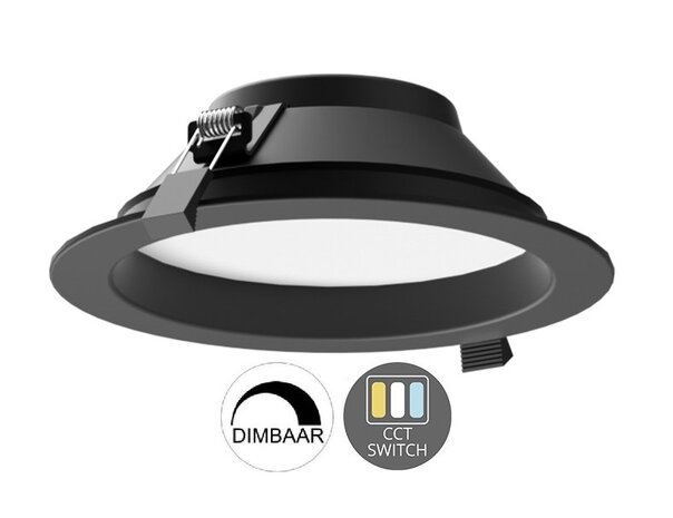 LED DOWNLIGHT CCT-SWITCH & DIMBAAR 230V 20W 1760LM ZWART