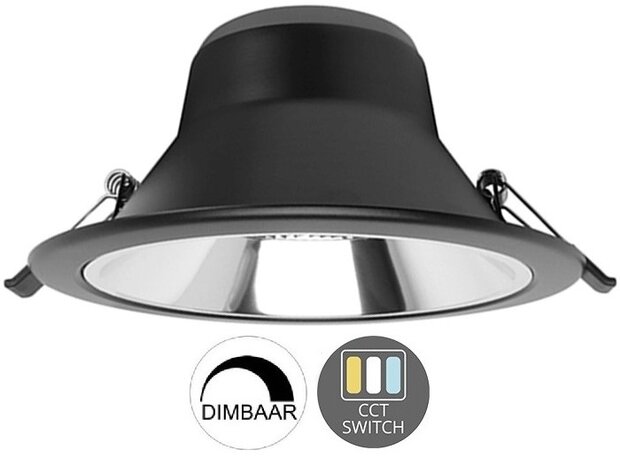 LED DOWNLIGHT 60° CCT-SWITCH & DIMBAAR 230V 20W 2089LM ZWART