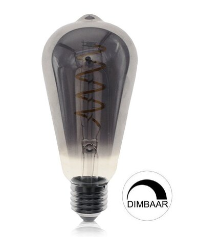 LED ST64 GLOEILAMP SMOKY DIMBAAR E27 6W 180LM 2200K 