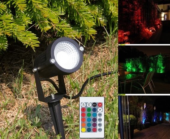 RGB LED TUINSPOT MET GRONDPEN IP65 230V 6W MULTICOLOR