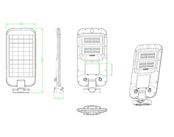 SOLAR LED STRAATLAMP SENSOR/REMOTE IP65 1800LM 4000K