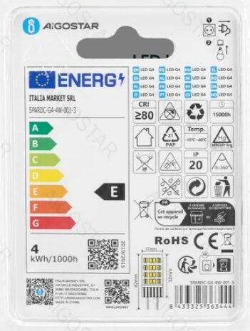 LED G4 GU4 LAMP COMPACT 12V AC/DC 4W=40W 480LM WARM WIT