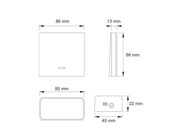 LED STRIP DIMSCHAKELAAR OPBOUW 12V/24V LED STRIPS 