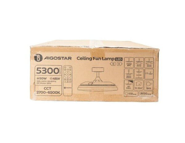 LED PLAFONDVENTILATOR ZWART 230V 50W 5600LM DIMBAAR 2700K/6500K