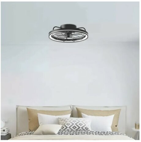 LED PLAFONDVENTILATOR MET LAMP ZWART 40W 4400LM DIMBAAR 2700K-6500K