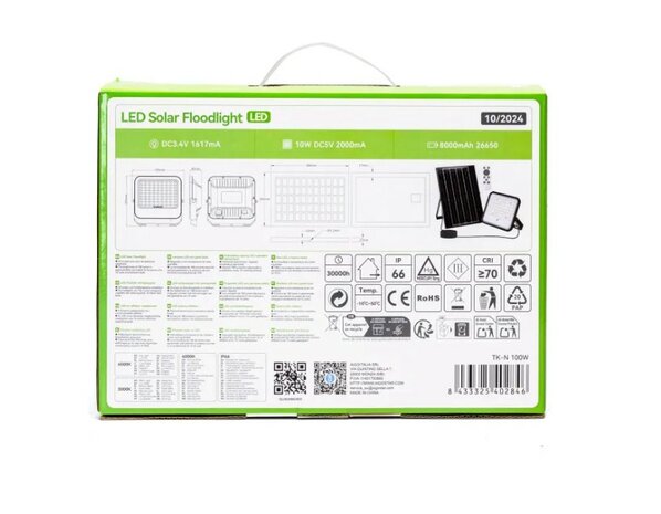 SOLAR LED VERSTRALER DIMBAAR & CCT-SWITCH 100W 1000LM 