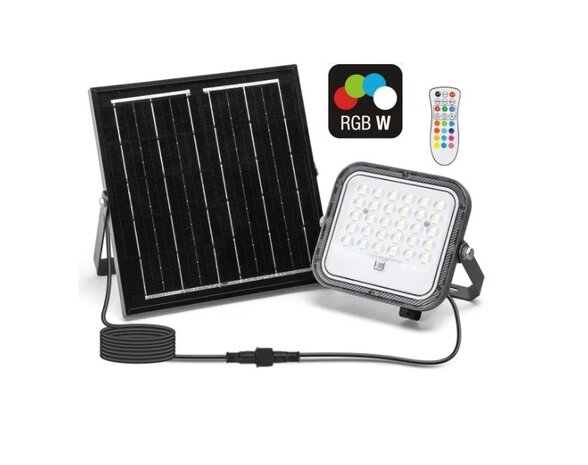 SOLAR LED VERSTRALER RGB+W & DIMBAAR 50W + REMOTE 