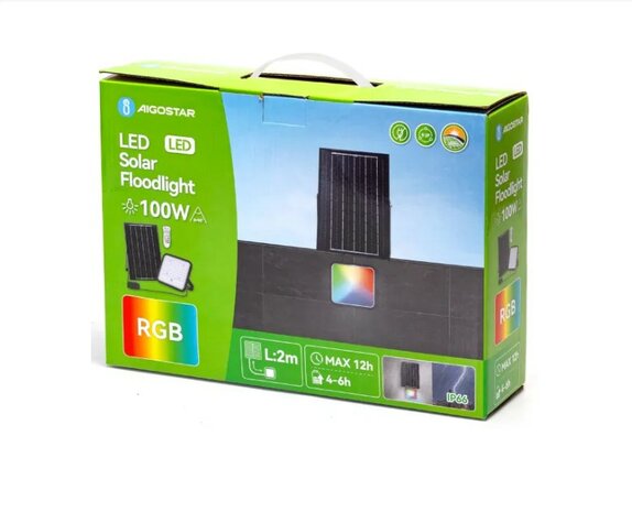 SOLAR LED VERSTRALER RGB+W & DIMBAAR 100W + REMOTE 