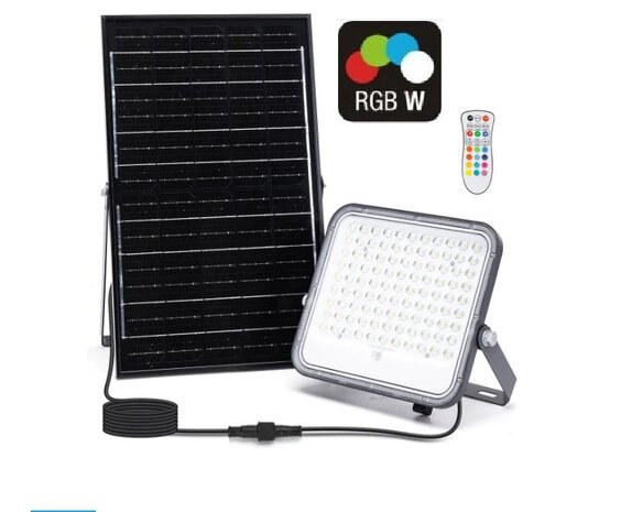 SOLAR LED VERSTRALER RGB+W & DIMBAAR 150W + REMOTE 