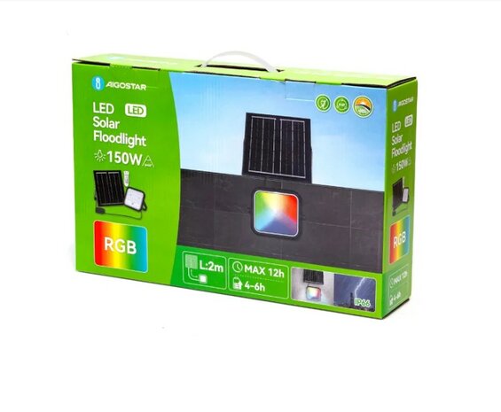 SOLAR LED VERSTRALER RGB+W & DIMBAAR 150W + REMOTE 