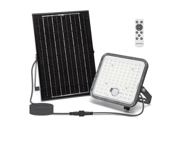 SOLAR LED VERSTRALER MET PIR SENSOR & REMOTE 120W 1200LM 6500K 