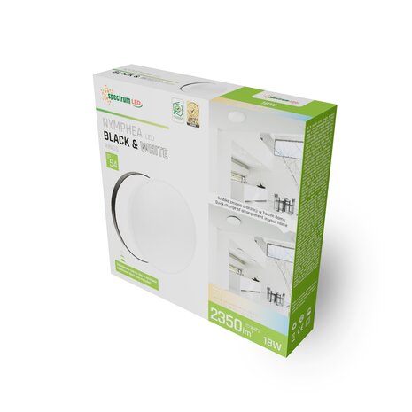 LED PLAFONDLAMP BLACK & WHITE CCT IP54 230V 18W 2350LM 