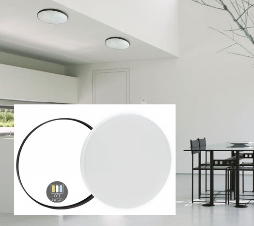 LED PLAFONDLAMP BLACK & WHITE CCT IP54 230V 24W 3150LM 