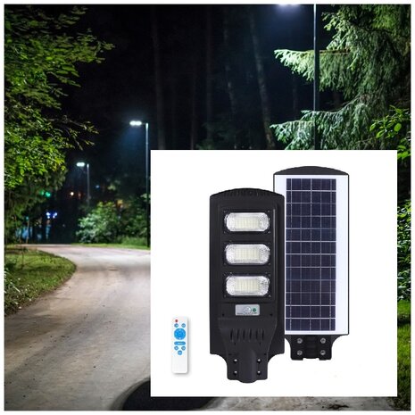 LED STRAATLAMP OP ZONNE-ENERGIE SENSOR/REMOTE 850LM 6500K 