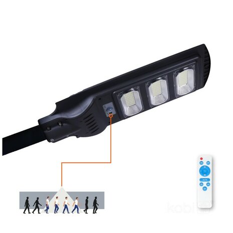 LED STRAATLAMP OP ZONNE-ENERGIE SENSOR/REMOTE 850LM 6500K 
