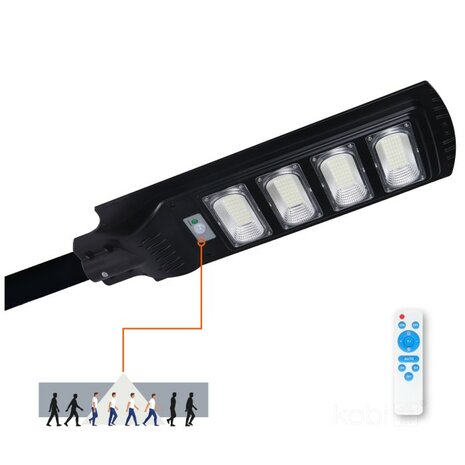 LED STRAATLAMP OP ZONNE-ENERGIE SENSOR/REMOTE 1100LM 6500K 