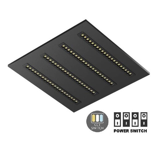 LED LOUVRE PANEEL ZWART 60X60CM UGR-16 POWER & CCT-SWITCH 