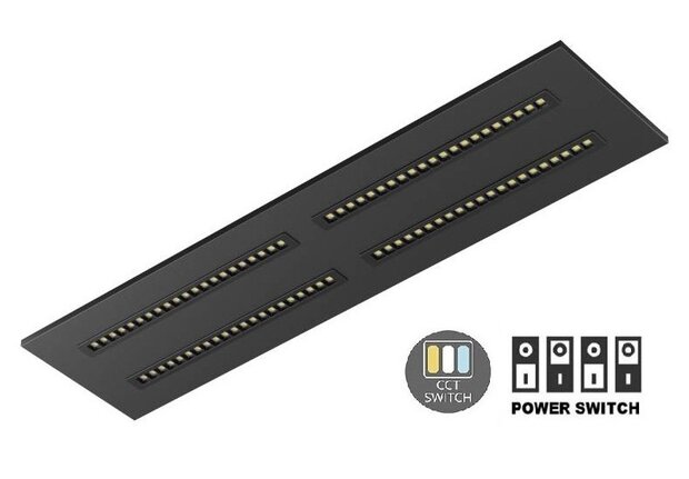 LED LOUVRE PANEEL ZWART 120X30CM UGR-16 POWER & CCT-SWITCH 