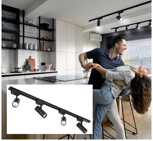 1-FASE TRACK SET NEXTRACK BLACK 1-METER - 4 X RAILSPOTS 