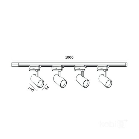 1-FASE TRACK SET NEXTRACK WHITE 1-METER - 4 X RAILSPOTS 