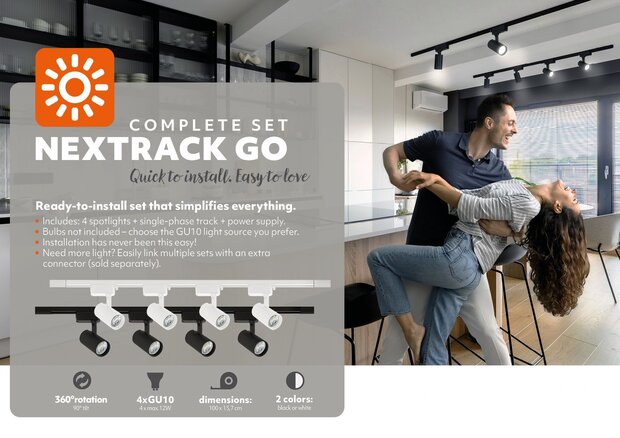 1-FASE TRACK SET NEXTRACK WHITE 1-METER - 4 X RAILSPOTS 