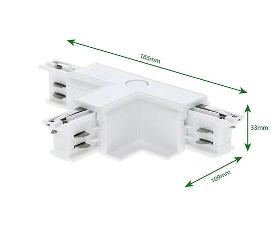 T-CONNECTOR LINKS-1 VOOR INBOUW 3-FASE RAIL WIT OF ZWART