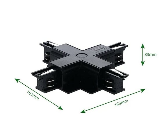 X-CONNECTOR VOOR INBOUW 3-FASE RAIL WIT OF ZWART