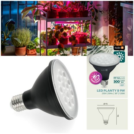LED PLANTENLAMP PLANTY PAR30 E27 9W VOLSPECTRUM GROEILAMP