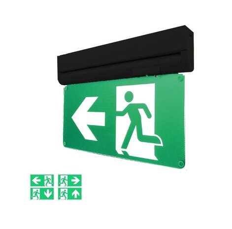 LED NOODLAMP WAND & PLAFOND ZWART 4 PICTOGRAMMEN 3,5W 150LM 
