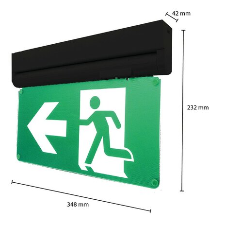 LED NOODLAMP WAND & PLAFOND ZWART 4 PICTOGRAMMEN 3,5W 150LM 