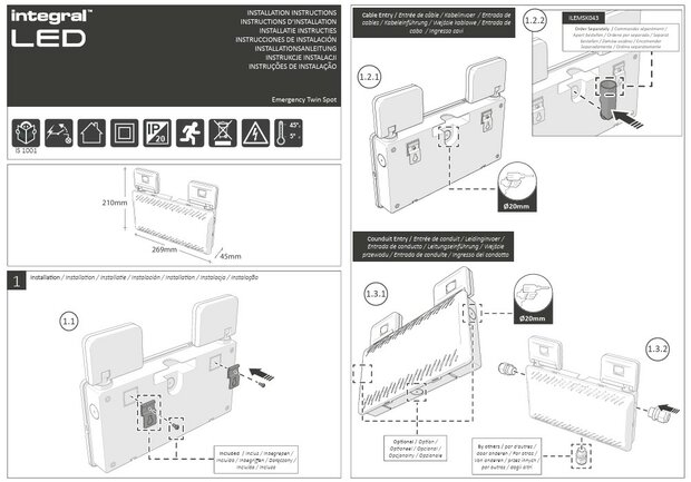 LED TWIN SPOT NOODVERLICHTING IP65 5W 500LM SELF-TEST 