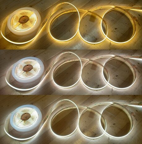 CCT COB LED STRIP IP65 24V/DC 608LED/M. 12W/M. 2700K-6500K