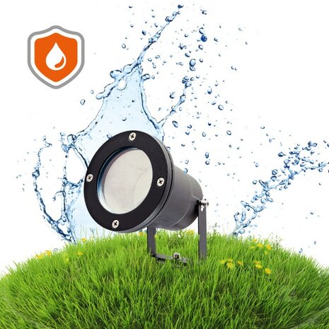 TUINSPOT MET GRONDPIN ALUMINIUM/GLAS IP65 230V GU10