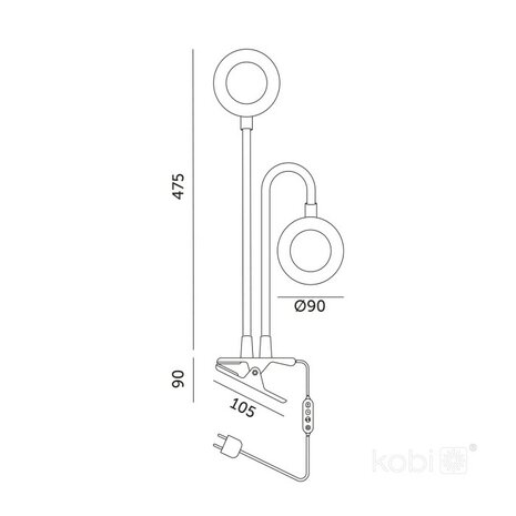 LED KWEEKLAMP VITARO-RING 2 MET TIMER/DIMMER