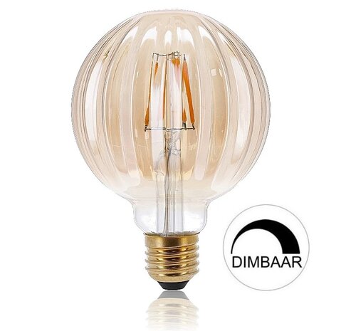 LED FILAMENT G95 GLOBE AMBER DIMBAAR E27 5W 363LM 2000K  