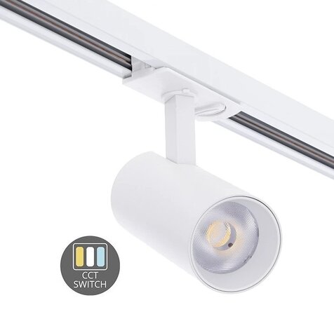 1-FASE LED RAILSPOT WIT DIMBAAR 230V 10W 770LM CCT SWITCH