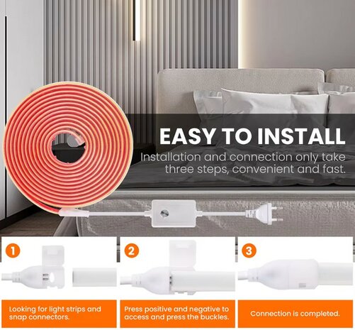 230V COB LED STRIP MET DIMMER IP67 5-METER 3000K WARM WIT 